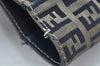 Authentic FENDI Zucchino Hand Tote Bag Canvas Leather Navy Blue K9538