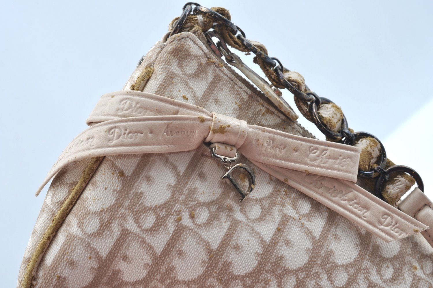 Authentic Christian Dior Trotter Romantic Hand Bag Purse PVC Leather Junk K9541