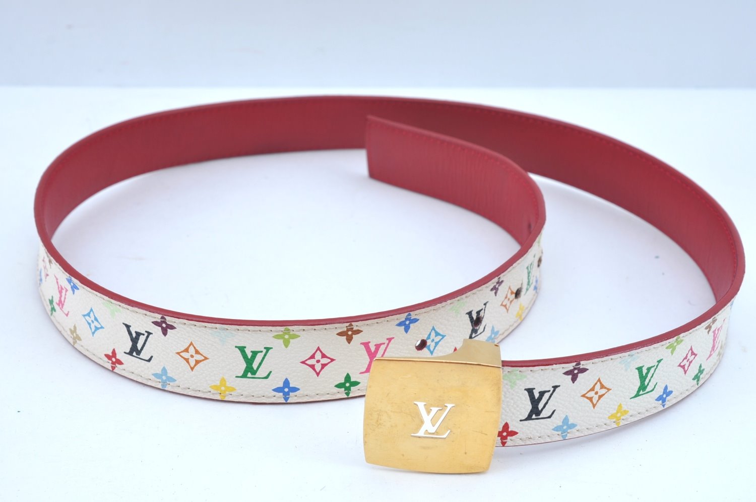 Louis Vuitton Monogram Multicolor Ceinture Belt White 90cm 35.4