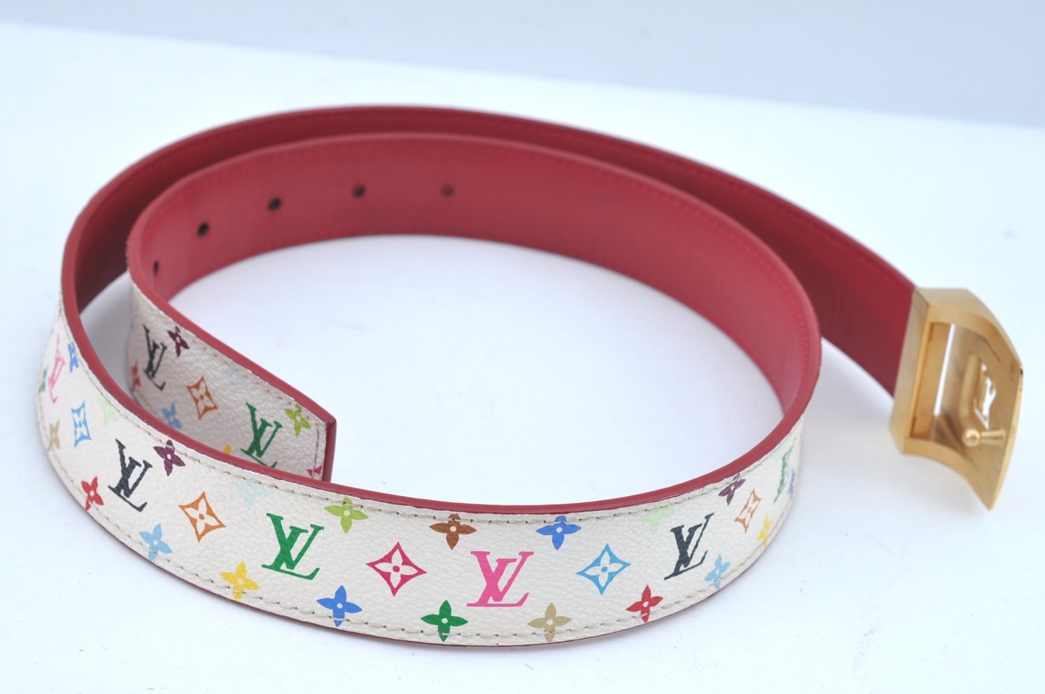 Louis Vuitton Monogram Multicolor Ceinture Belt White 90cm 35.4