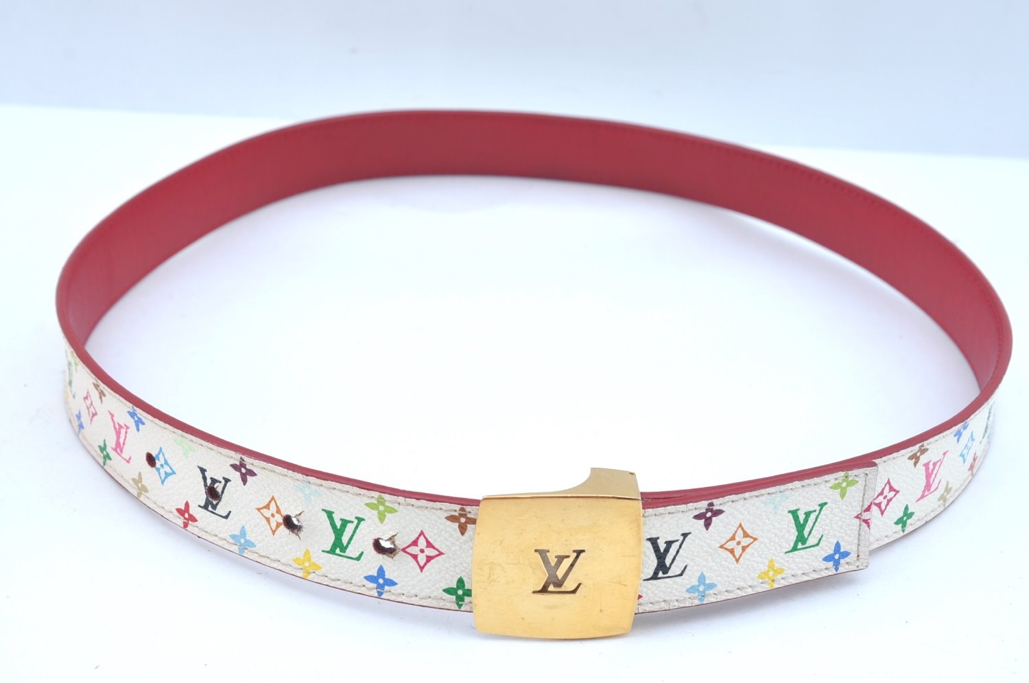 Louis Vuitton Monogram Multicolor Ceinture Belt White 90cm 35.4