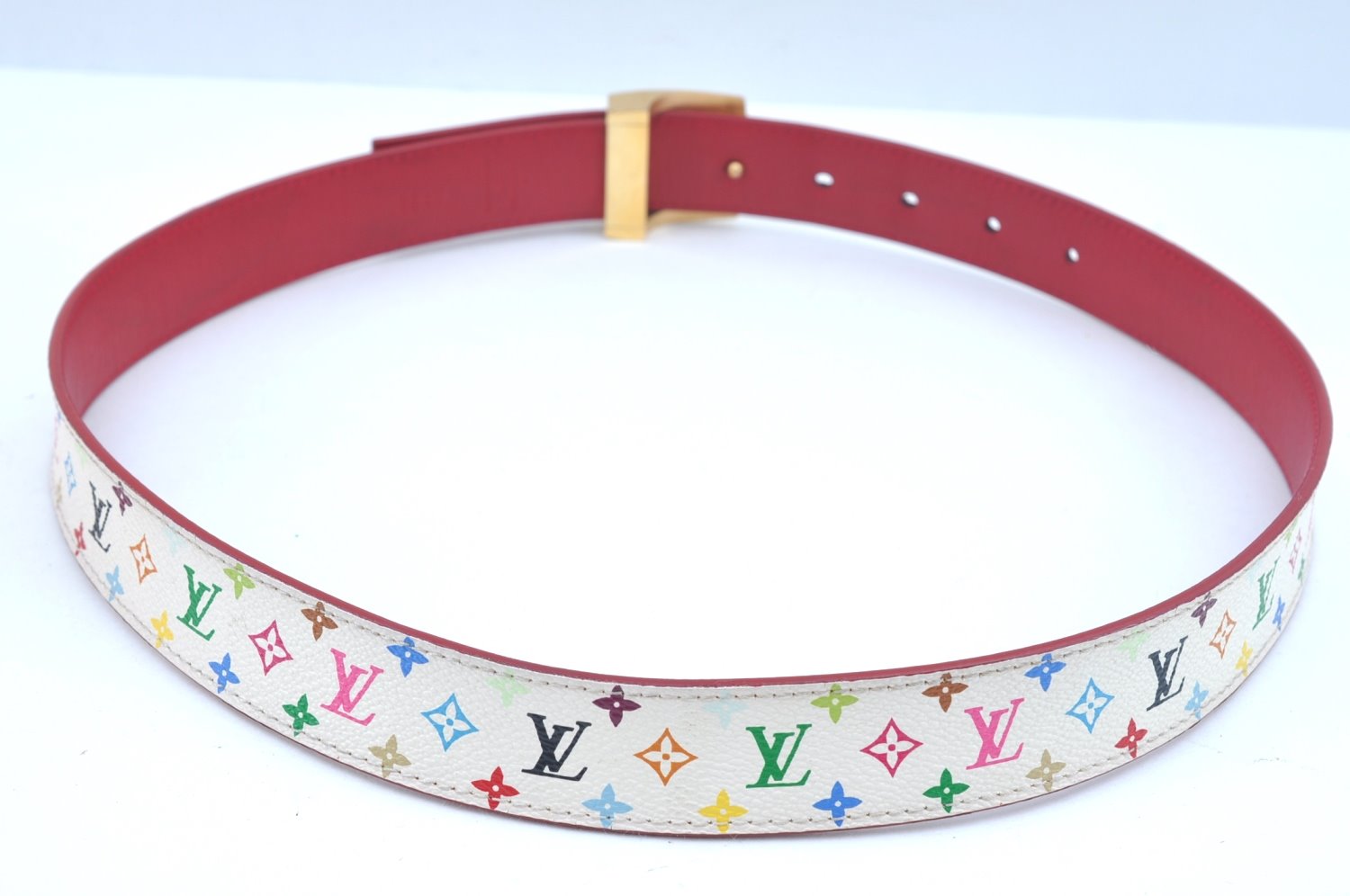 Louis Vuitton Monogram Multicolor Ceinture Belt White 90cm 35.4