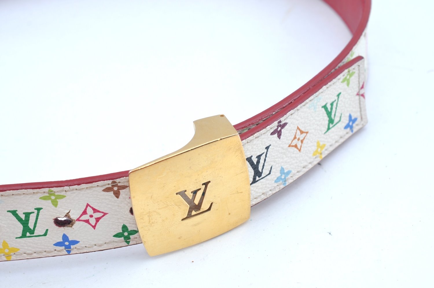 Louis Vuitton Monogram Multicolor Ceinture Belt White 90cm 35.4