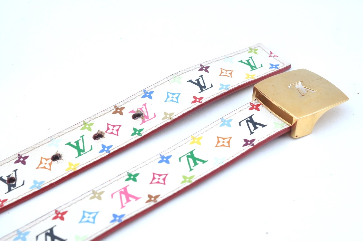 Louis Vuitton Monogram Multicolor Ceinture Belt White 90cm 35.4