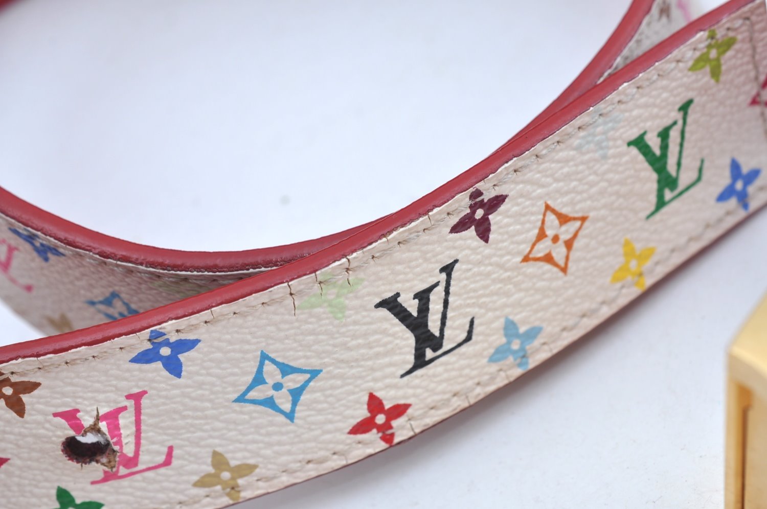 Louis Vuitton Monogram Multicolor Ceinture Belt White 90cm 35.4