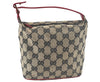 Authentic GUCCI Hand Pouch Purse GG Canvas Leather Black Red Junk K9546