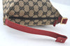 Authentic GUCCI Hand Pouch Purse GG Canvas Leather Black Red Junk K9546