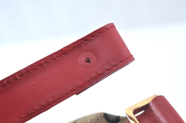 Authentic GUCCI Hand Pouch Purse GG Canvas Leather Black Red Junk K9546