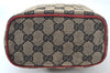 Authentic GUCCI Hand Pouch Purse GG Canvas Leather Black Red Junk K9546