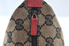 Authentic GUCCI Hand Pouch Purse GG Canvas Leather Black Red Junk K9546
