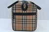 Auth Burberrys Vintage Nova Check Canvas Travel Boston Bag Brown Beige K9547