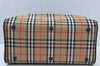 Auth Burberrys Vintage Nova Check Canvas Travel Boston Bag Brown Beige K9547