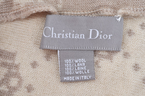 Authentic Christian Dior Winter Stole Scarf Wool Beige CD K9548