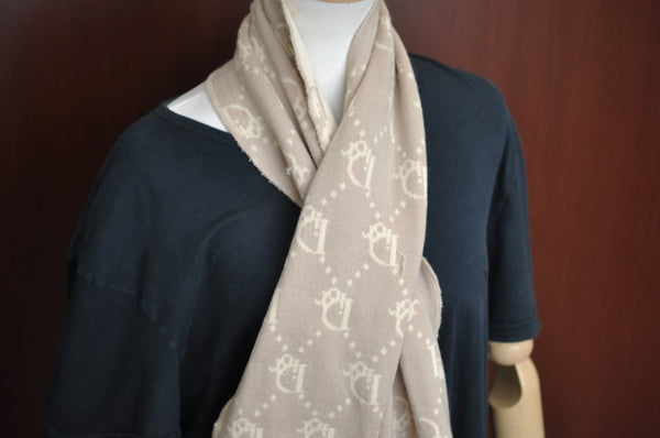 Authentic Christian Dior Winter Stole Scarf Wool Beige CD K9548