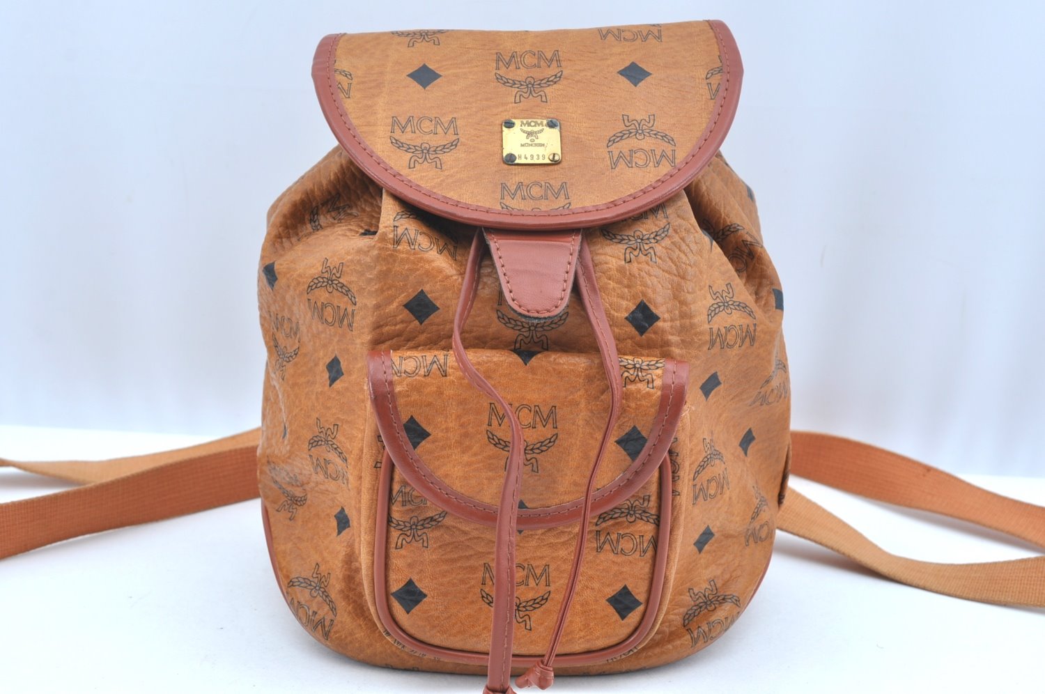 Authentic MCM Visetos Leather Vintage Backpack Brown K9552