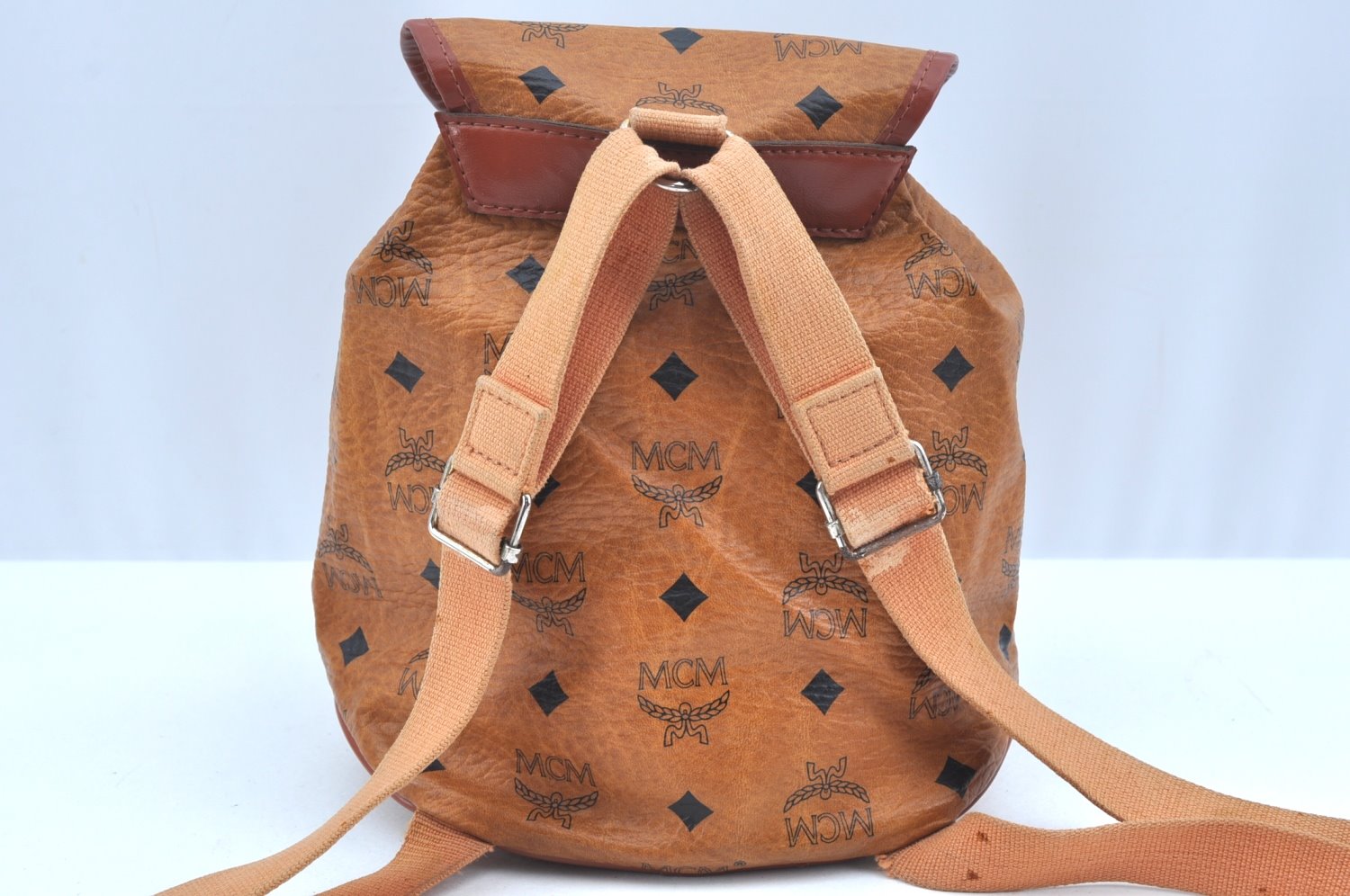 Authentic MCM Visetos Leather Vintage Backpack Brown K9552