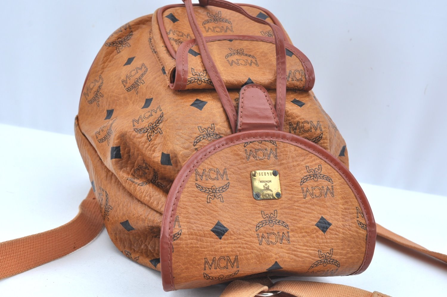 Authentic MCM Visetos Leather Vintage Backpack Brown K9552