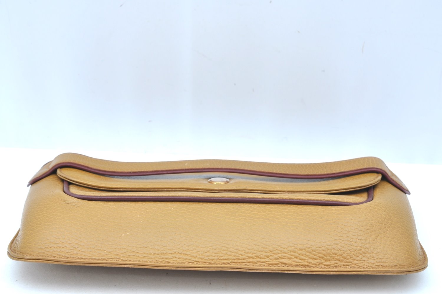 Authentic Cartier Must de Cartier Clutch Bag Leather Beige K9553