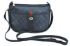 Authentic GUCCI Web Sherry Line Shoulder Cross Bag GG PVC Leather Black K9556