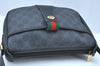 Authentic GUCCI Web Sherry Line Shoulder Cross Bag GG PVC Leather Black K9556
