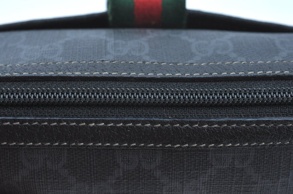 Authentic GUCCI Web Sherry Line Shoulder Cross Bag GG PVC Leather Black K9556
