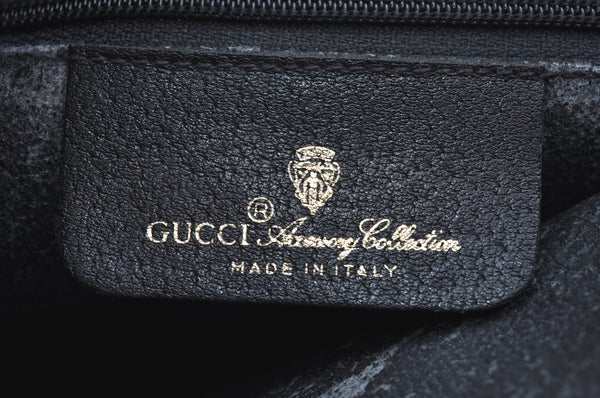 Authentic GUCCI Web Sherry Line Shoulder Cross Bag GG PVC Leather Black K9556