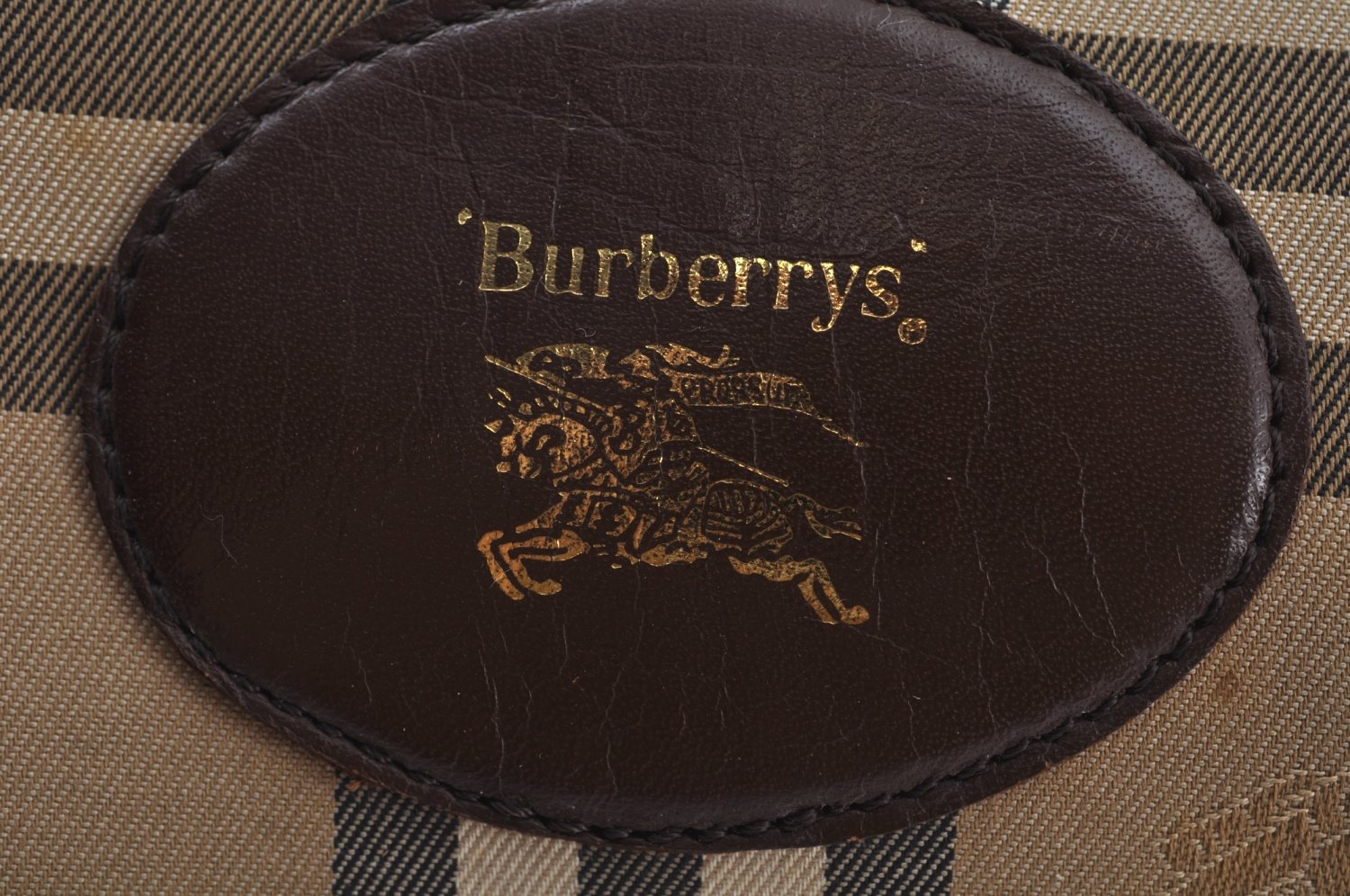 Authentic Burberrys Vintage Check Canvas Travel Boston Bag Brown Beige K9558