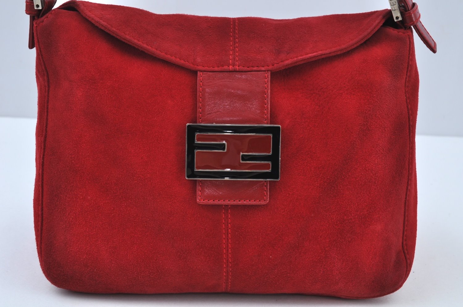 Authentic FENDI Shoulder Hand Bag Purse Suede Red K9562