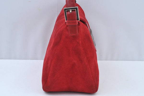 Authentic FENDI Shoulder Hand Bag Purse Suede Red K9562