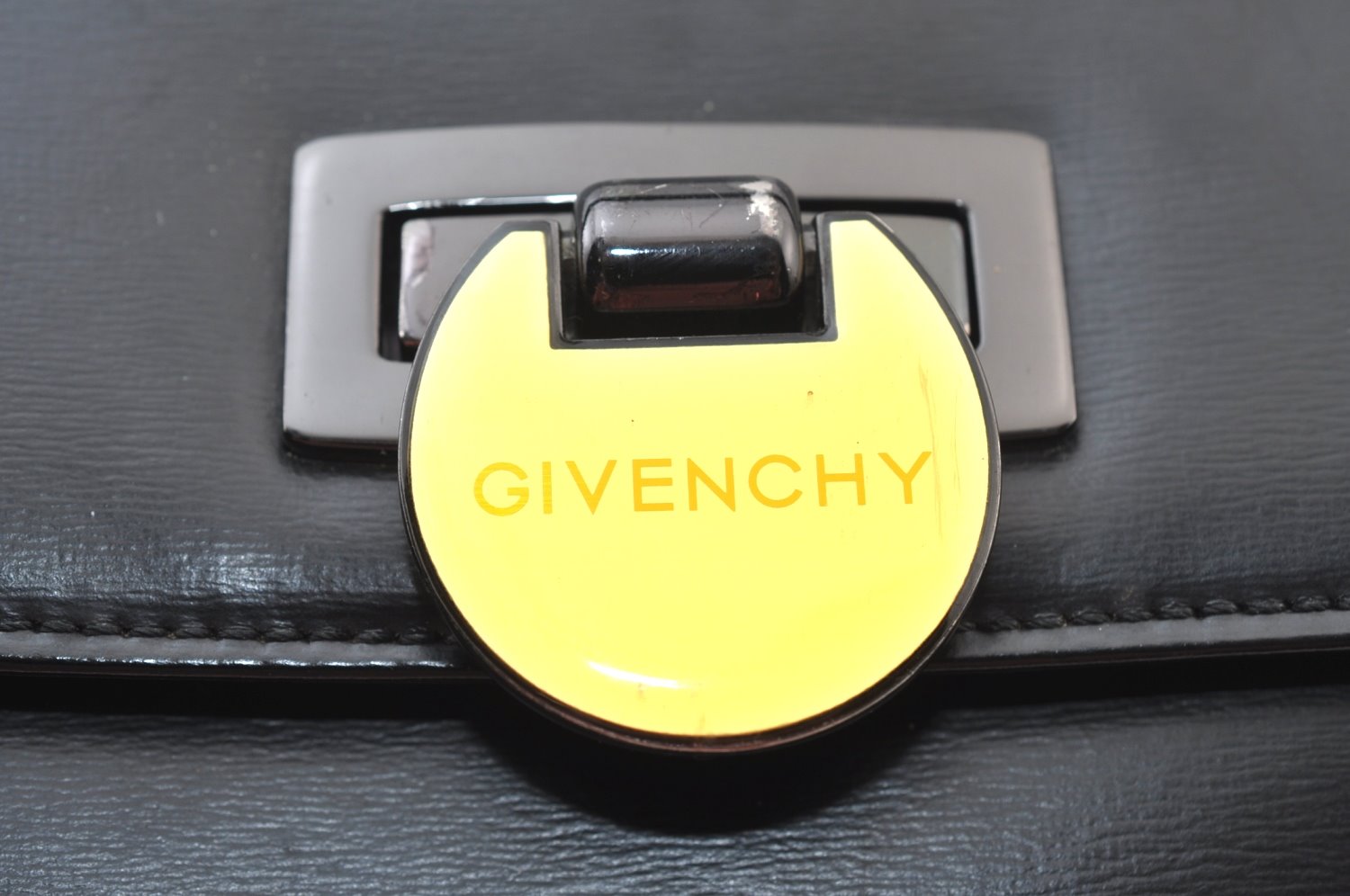 Authentic GIVENCHY Leather Hand Bag Purse Black K9563