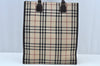 Authentic BURBERRY Vintage Nova Check Nylon Leather Hand Bag Beige K9564