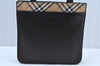 Authentic BURBERRY Vintage Nova Check Leather Canvas Hand Bag Black Beige K9565