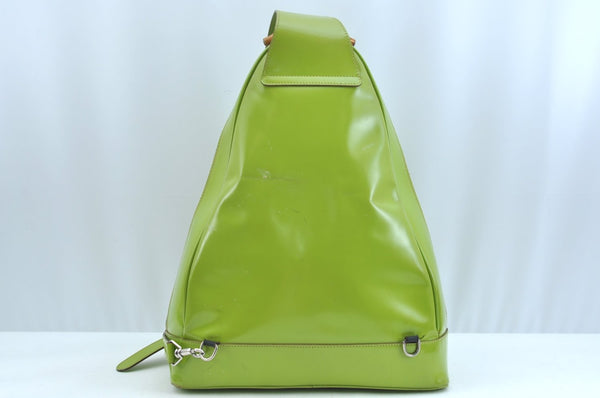 Authentic GUCCI Bamboo ShoulderBag Enamel Green Junk K9566