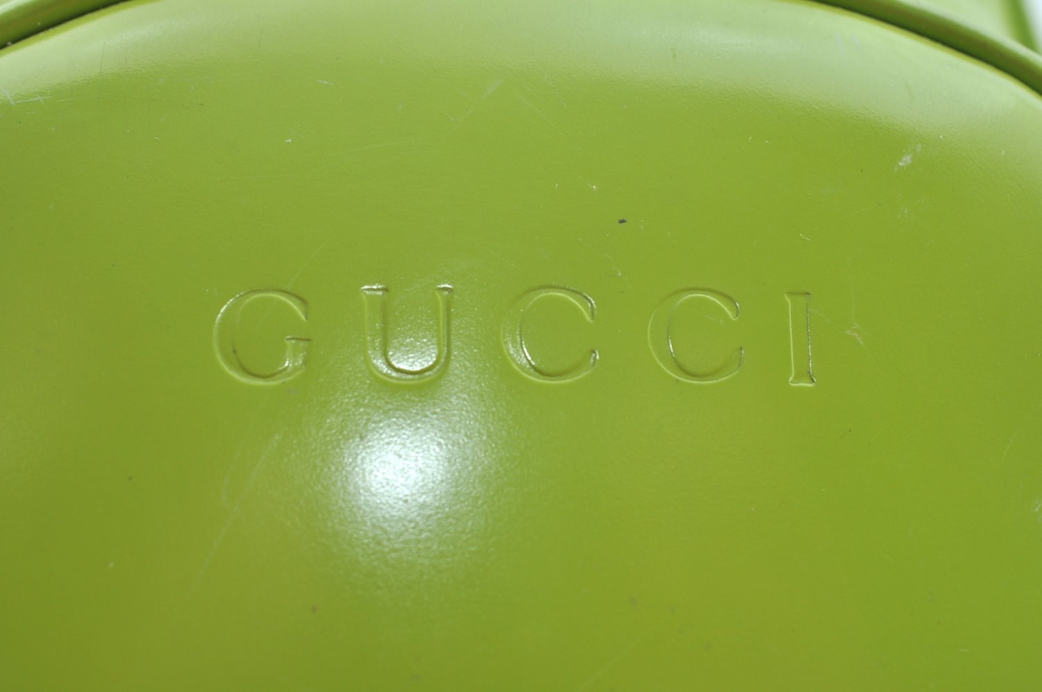 Authentic GUCCI Bamboo ShoulderBag Enamel Green Junk K9566