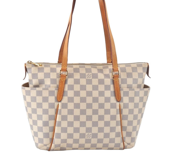 Authentic Louis Vuitton Damier Azur Totally PM Tote Bag White N41280 LV K9567