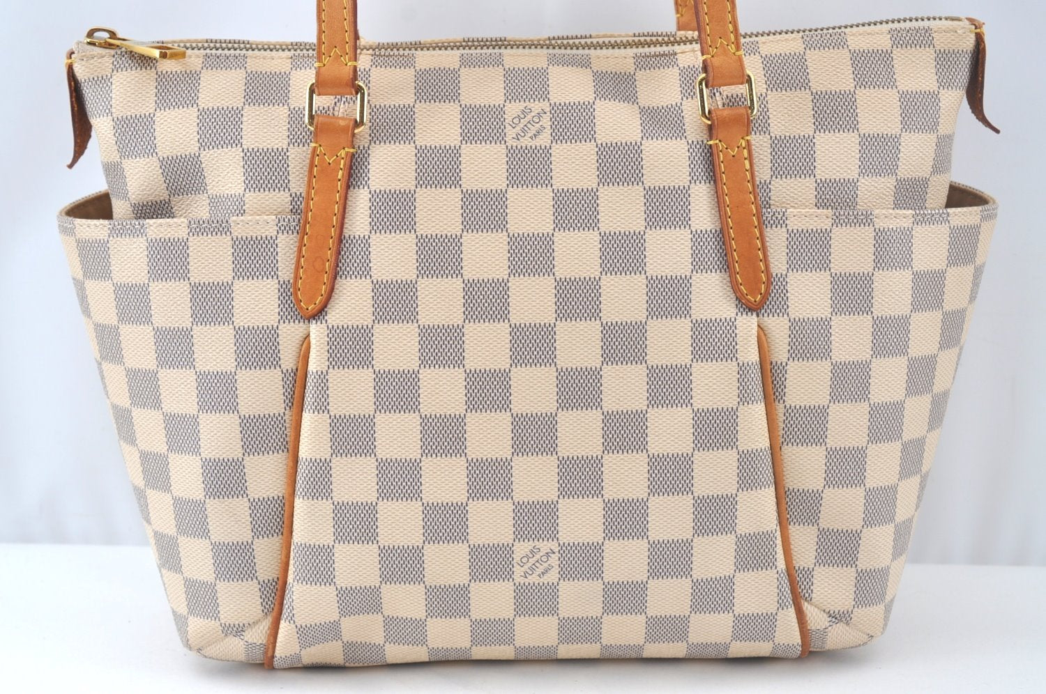 Authentic Louis Vuitton Damier Azur Totally PM Tote Bag White N41280 LV K9567