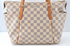 Authentic Louis Vuitton Damier Azur Totally PM Tote Bag White N41280 LV K9567
