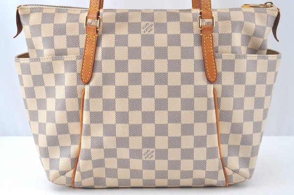 Authentic Louis Vuitton Damier Azur Totally PM Tote Bag White N41280 LV K9567