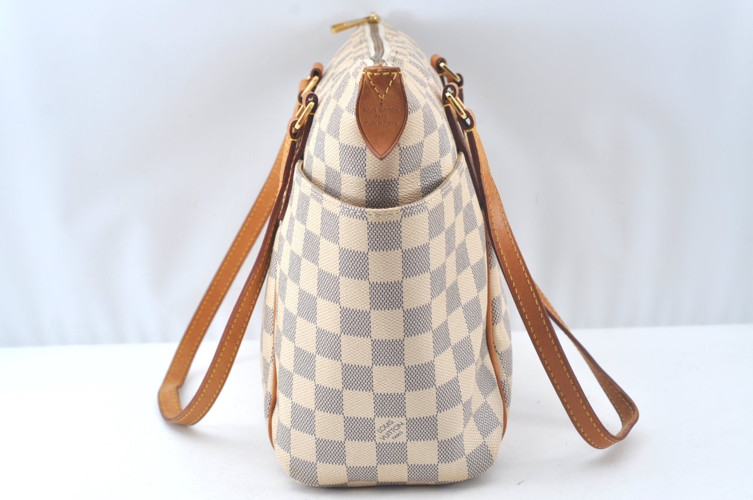 Authentic Louis Vuitton Damier Azur Totally PM Tote Bag White N41280 LV K9567