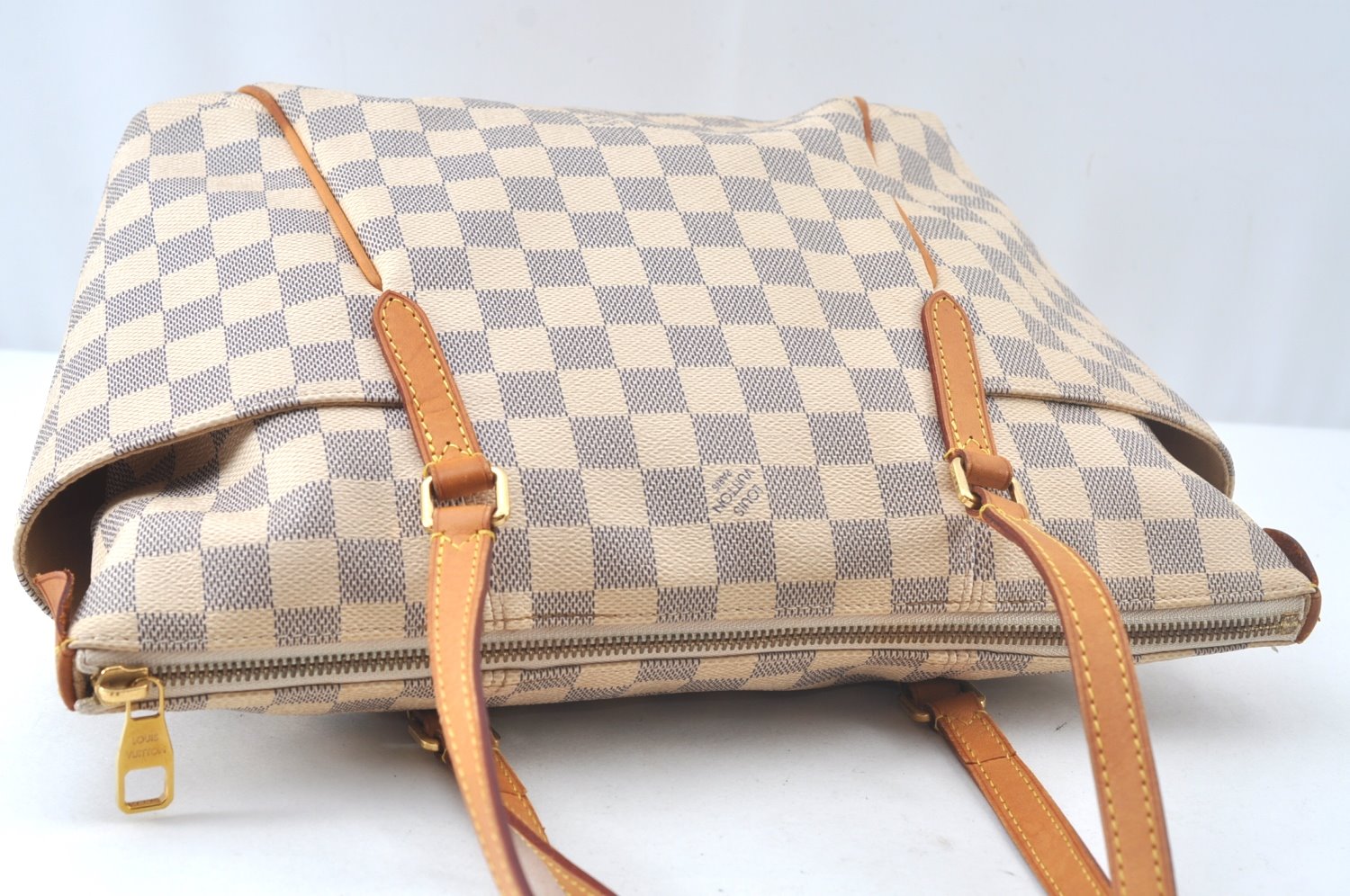 Authentic Louis Vuitton Damier Azur Totally PM Tote Bag White N41280 LV K9567