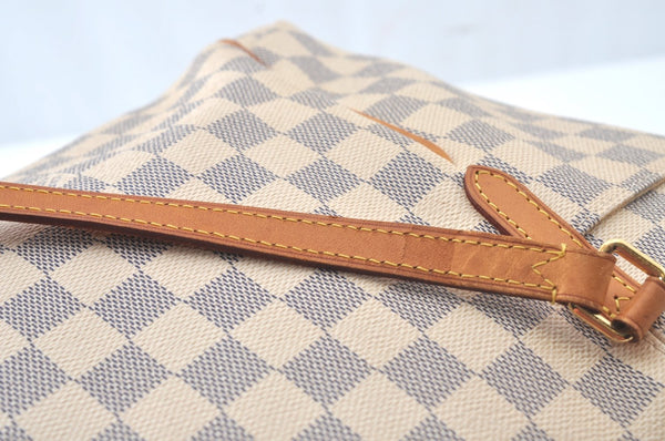 Authentic Louis Vuitton Damier Azur Totally PM Tote Bag White N41280 LV K9567