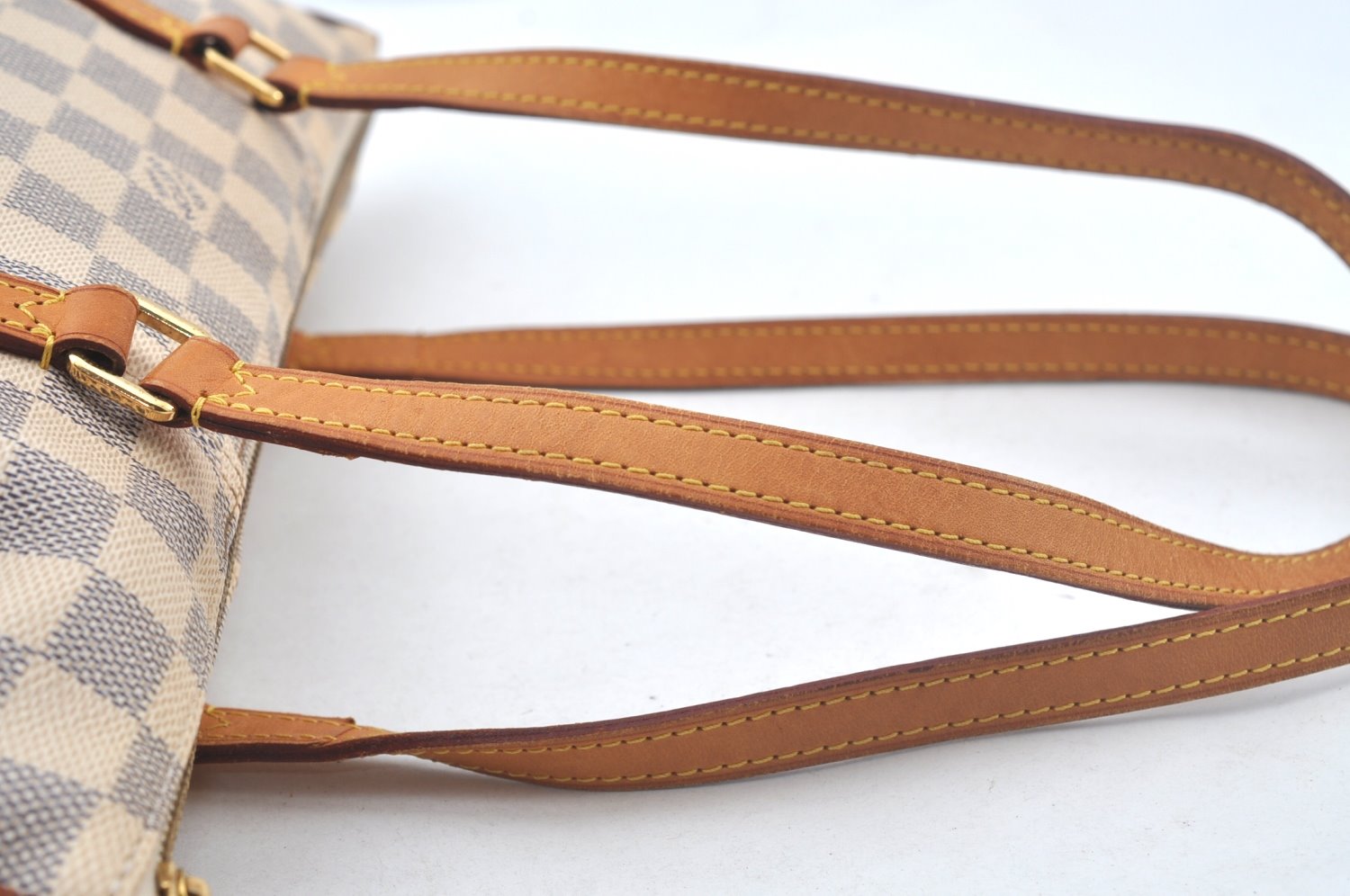 Authentic Louis Vuitton Damier Azur Totally PM Tote Bag White N41280 LV K9567