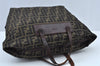 Authentic FENDI Zucca Hand Bag Nylon Leather Brown K9568