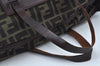 Authentic FENDI Zucca Hand Bag Nylon Leather Brown K9568