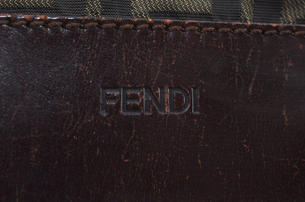 Authentic FENDI Zucca Hand Bag Nylon Leather Brown K9568