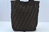 Authentic FENDI Zucca Hand Tote Bag Canvas Brown K9572