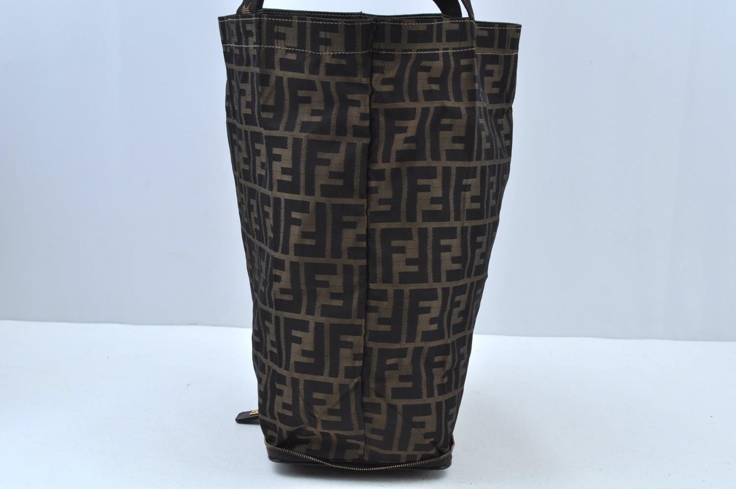 Authentic FENDI Zucca Hand Tote Bag Canvas Brown K9572