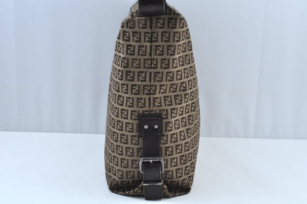 Authentic FENDI Zucchino Shoulder Bag Canvas Leather Brown K9573