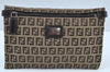 Authentic FENDI Zucchino Shoulder Bag Canvas Leather Brown K9573