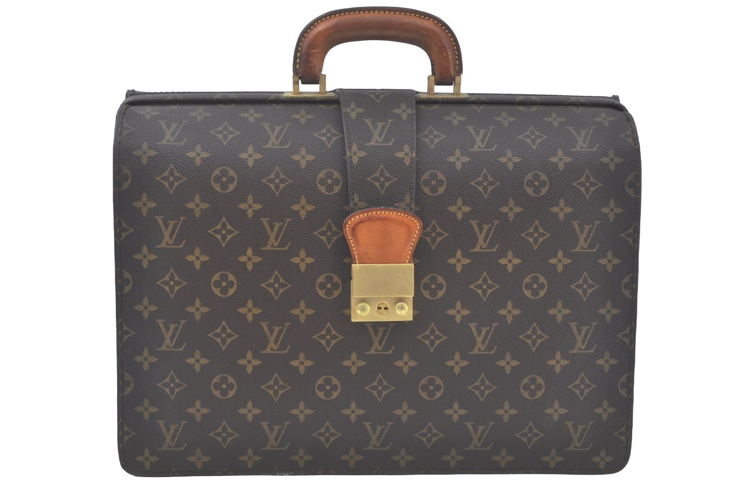 Authentic Louis Vuitton Monogram Serviette Fermoir Briefcase M53305 LV K9575